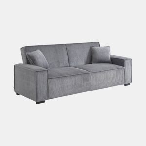 Sofá-cama em tecido veludo canelado grosso de 3 lugares, Feel veludo canelado, Cinza Claro, 231x96.5x80 cm