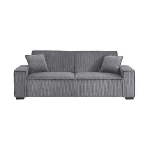 Sofá-cama em tecido veludo canelado grosso de 3 lugares, Feel veludo canelado, Cinza Claro, 231x96.5x80 cm
