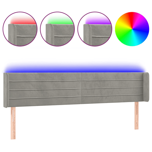 vidaXL Cabeceira cama c luzes LED veludo 163x16x7888 cm cinza-claro vidaXL Cabeceira cama c luzes LED veludo 163x16x7888 cm cinza-claro