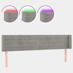 vidaXL Cabeceira cama c luzes LED veludo 163x16x7888 cm cinza-claro