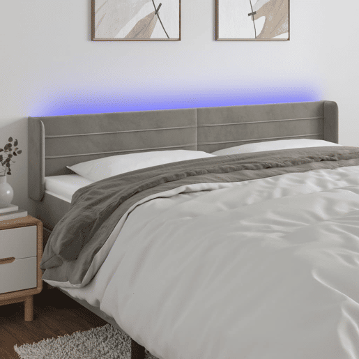 vidaXL Cabeceira cama c luzes LED veludo 163x16x7888 cm cinza-claro vidaXL Cabeceira cama c luzes LED veludo 163x16x7888 cm cinza-claro