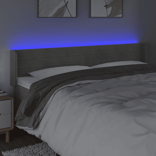 vidaXL Cabeceira cama c luzes LED veludo 163x16x7888 cm cinza-claro vidaXL Cabeceira cama c luzes LED veludo 163x16x7888 cm cinza-claro