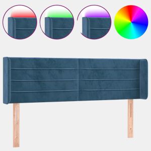 vidaXL Cabeceira cama c luzes LED veludo 147x16x7888 cm azul-escuro