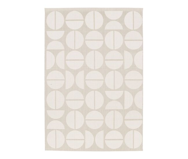 Alfombra interior/exterior diseño geométrico beige poliéster reciclado - 230x160x0.2 cm