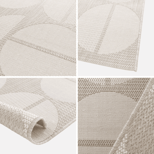 Tecido internoexterno, padrões geométricos creme, bege, Megan, 230x160x0.2 cm