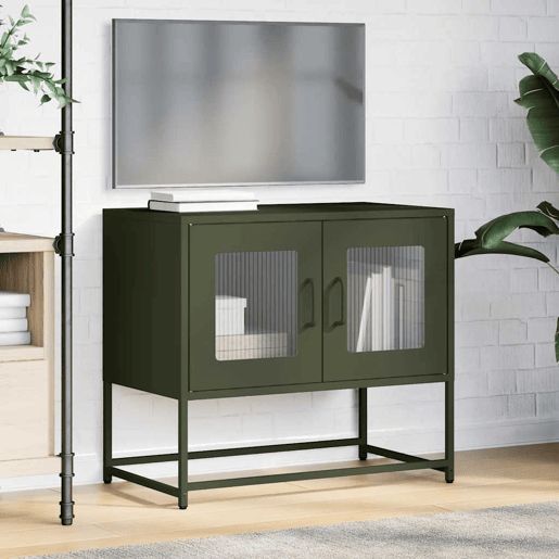 Móvel de TV - Modulo de TV - Armário de TV 68x39x60,5 cm aço laminado a frio verde-azeitona
