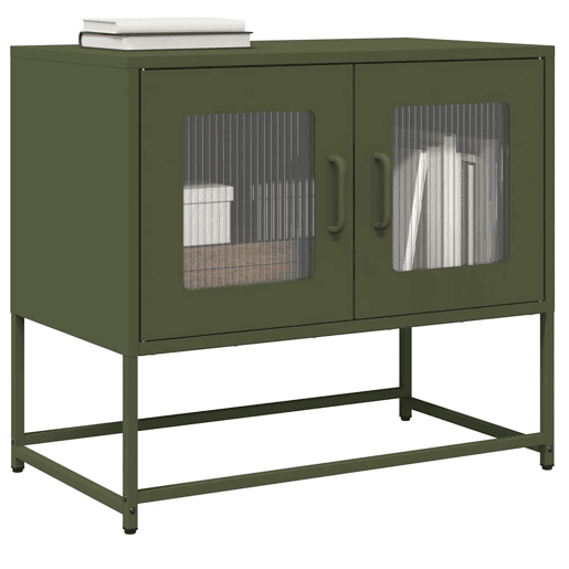 Móvel de TV - Modulo de TV - Armário de TV 68x39x60,5 cm aço laminado a frio verde-azeitona