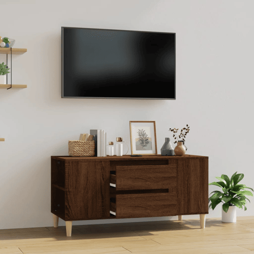 Móvel p TV, Armário de TV 102x44,5x50 cm derivados madeira carvalho castanho