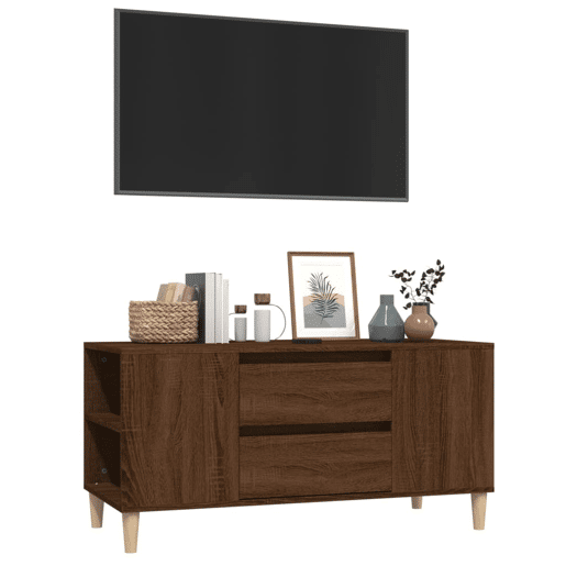 Móvel p TV, Armário de TV 102x44,5x50 cm derivados madeira carvalho castanho
