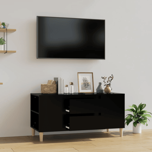 Móvel para TV - Móvel de TV - Armário de TV 102x44,5x50 cm derivados de madeira preto