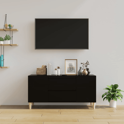 Móvel para TV - Móvel de TV - Armário de TV 102x44,5x50 cm derivados de madeira preto