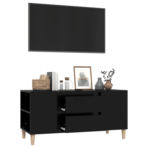 Móvel para TV - Móvel de TV - Armário de TV 102x44,5x50 cm derivados de madeira preto