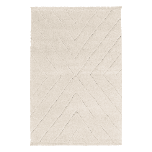 Alcatifa interior tufada em creme com relevo claro, Meryl, 170x120x2.2 cm