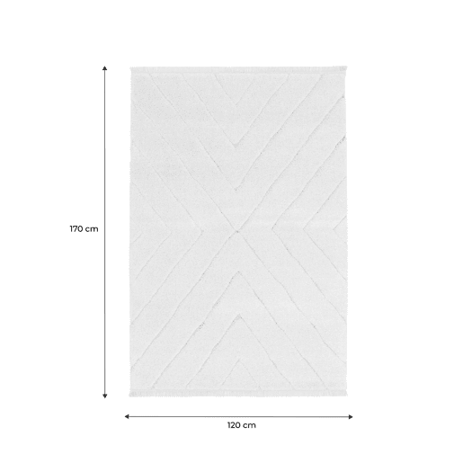 Alcatifa interior tufada em creme com relevo claro, Meryl, 170x120x2.2 cm