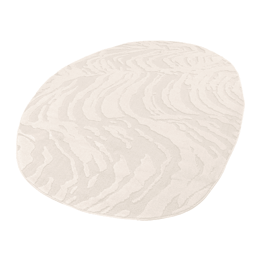 Tapete interior com forma de seixo com relevo creme, Julianne, Creme, 230x160x1.4 cm