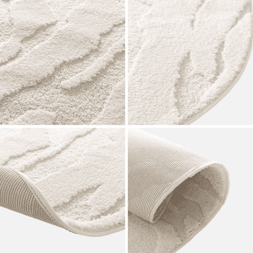 Tapete interior com forma de seixo com relevo creme, Julianne, Creme, 230x160x1.4 cm