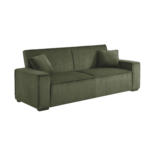 Sofá-cama de bombazina caqui de 3 lugares L 231 x P 96,5 x A 80cm
