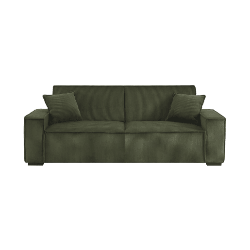 Sofá-cama de bombazina caqui de 3 lugares L 231 x P 96,5 x A 80cm
