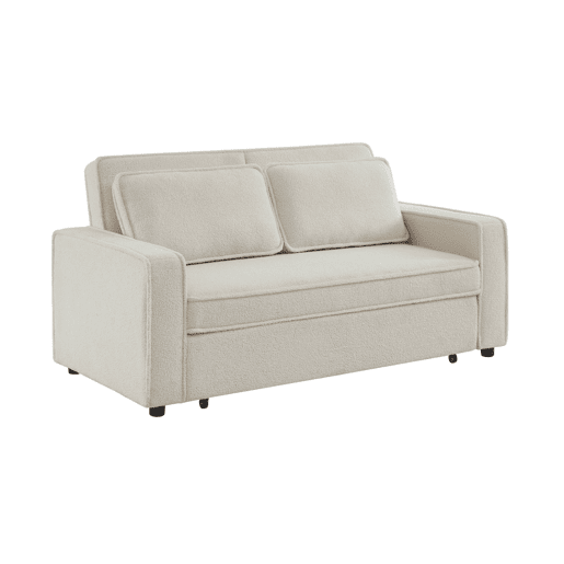 Sofá-cama bouclette de 3 lugares, branco creme Sofá-cama bouclette de 3 lugares, branco creme