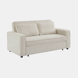 Sofá-cama bouclette de 3 lugares, branco creme