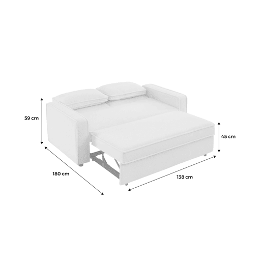 Sofá-cama bouclette de 3 lugares, branco creme Sofá-cama bouclette de 3 lugares, branco creme
