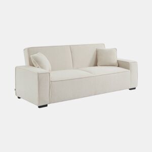 Sofá-cama de 3 lugares em tecido boucle branco creme, Feel boucle, Creme, 231x96.5x80 cm