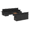vidaXL 11 pcs conjunto sofás de jardim c almofadões vime PE preto