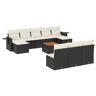 vidaXL 11 pcs conjunto sofás de jardim c almofadões vime PE preto