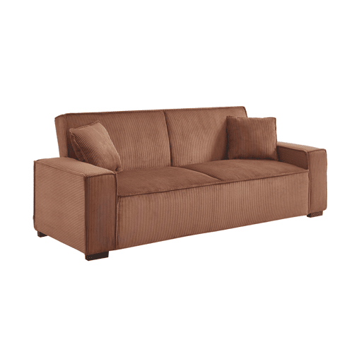 Sofá-cama de 3 lugares em veludo cotelê Camel L 231 x P 96,5 x A 80cm
