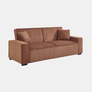 Sofá-cama de 3 lugares em veludo cotelê Camel L 231 x P 96,5 x A 80cm