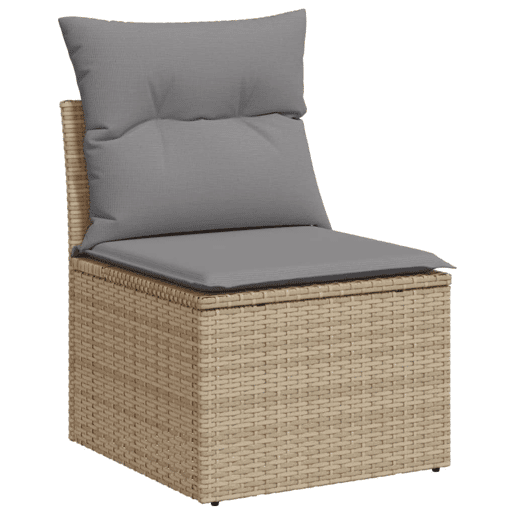 vidaXL 11 pcs conjunto sofás de jardim c almofadões vime PE bege