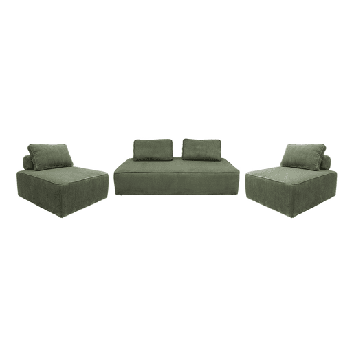 Sofá modular em tecido veludo cotelê de 4 lugares, Lao, Verde, 180x90x78 cm