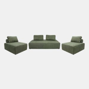 Sofá modular em tecido veludo cotelê de 4 lugares, Lao, Verde, 180x90x78 cm
