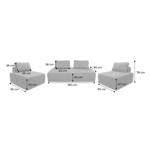 Sofá modular em tecido veludo cotelê de 4 lugares, Lao, Verde, 180x90x78 cm