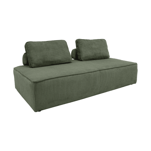 Sofá modular em tecido veludo cotelê de 4 lugares, Lao, Verde, 180x90x78 cm