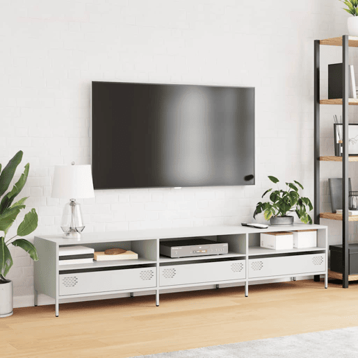 Móvel de TV - Modulo de TV - Armário de TV 202x39x43,5 cm aço laminado a frio branco
