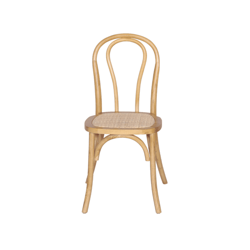 Cadeira vintage de madeira e rattan, set de 4, Bastille, Natural, 48x49.5x90 cm