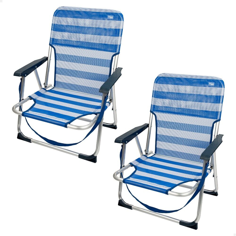 Aktive pack 2 sillas de playa fijas y plegables a rayas