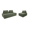 Sofá modular em tecido veludo canelado de 3 lugares, Lao, Verde, 180x90x78 cm