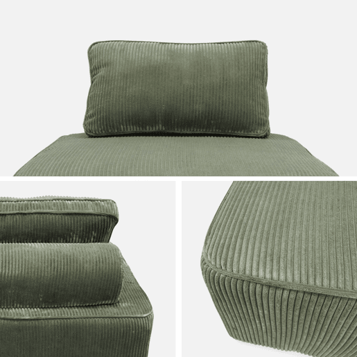 Sofá modular em tecido veludo canelado de 3 lugares, Lao, Verde, 180x90x78 cm