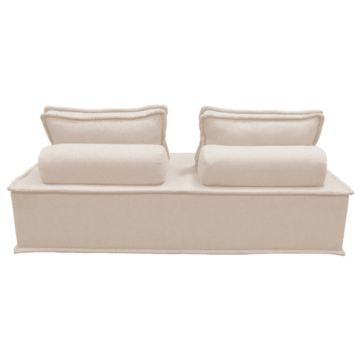 Conjunto de poltronas para sofá modular em tecido estofado, 4 lugares, Dao, Creme, 180x90x78 cm