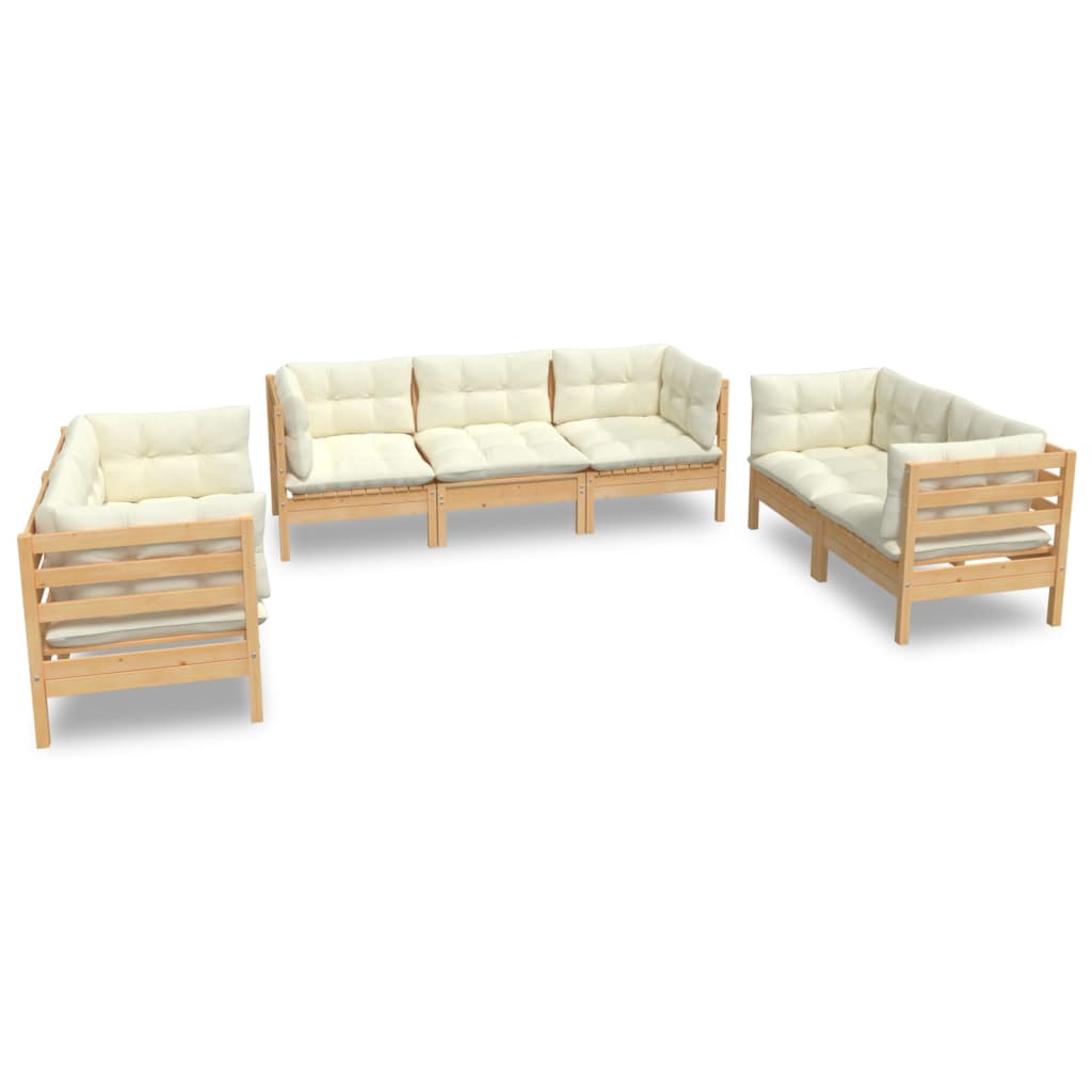 Muebles de jardín 7 piezas cojines madera maciza de pino