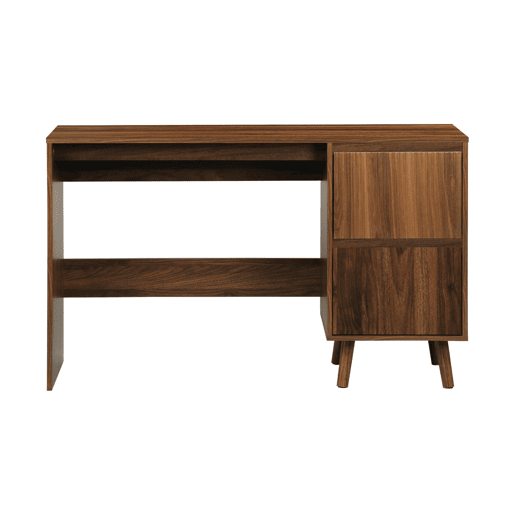 Mesa escandinava de madeira com 2 gavetas, Linear, Madeira de nogueira, 120x48x75 cm