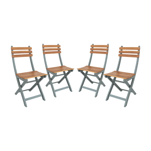Cadeira de jardim dobrável de acácia, set de 4, Calena, Verde caqui, 40x103.5x12 cm