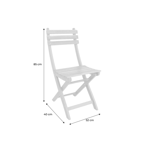 Cadeira de jardim dobrável de acácia, set de 4, Calena, Verde caqui, 40x103.5x12 cm