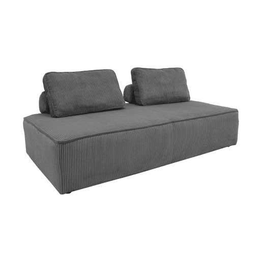 Sofá modular em tecido veludo canelado de 3 lugares, Lao, Cinza escuro, 180x90x78 cm