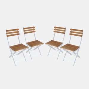 Cadeira de jardim dobrável de acácia, set de 4, Calena, Branco, 40x103.5x12 cm