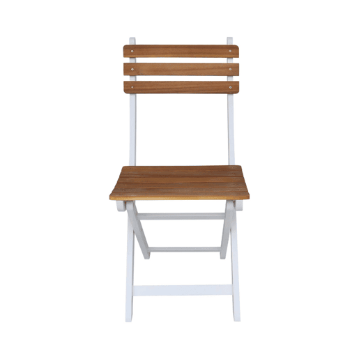 Cadeira de jardim dobrável de acácia, set de 4, Calena, Branco, 40x103.5x12 cm