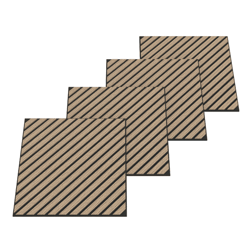 Conjunto de 4 painéis acústicos 3D Vang com lâminas diagonais 1,44 m² Nogueira claro NEU.HOLZ