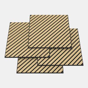 Conjunto de 4 painéis acústicos 3D Vang com lâminas diagonais 1,44 m² Carvalho NEU.HOLZ
